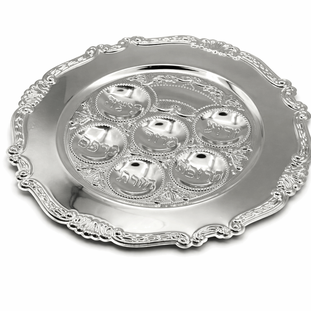 Seder Plate - Luxury Silver Style 15.75 inches