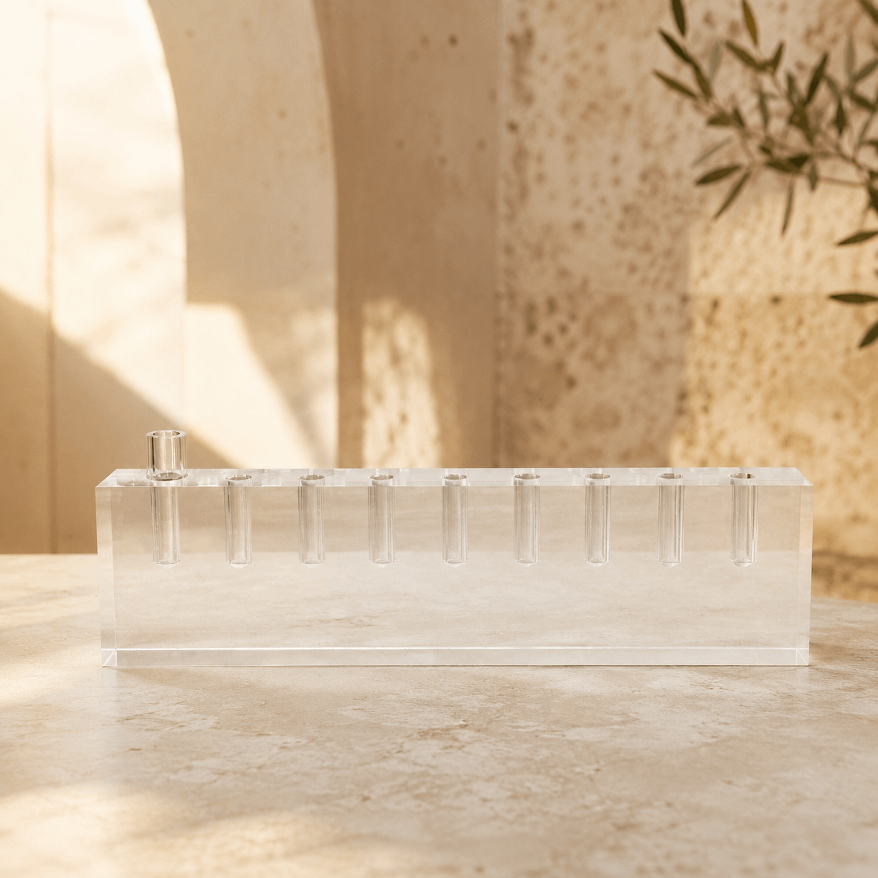 Hanukkiah – Clear Acrylic Hanukkah Menorah for Oil Cups | Modern Design
