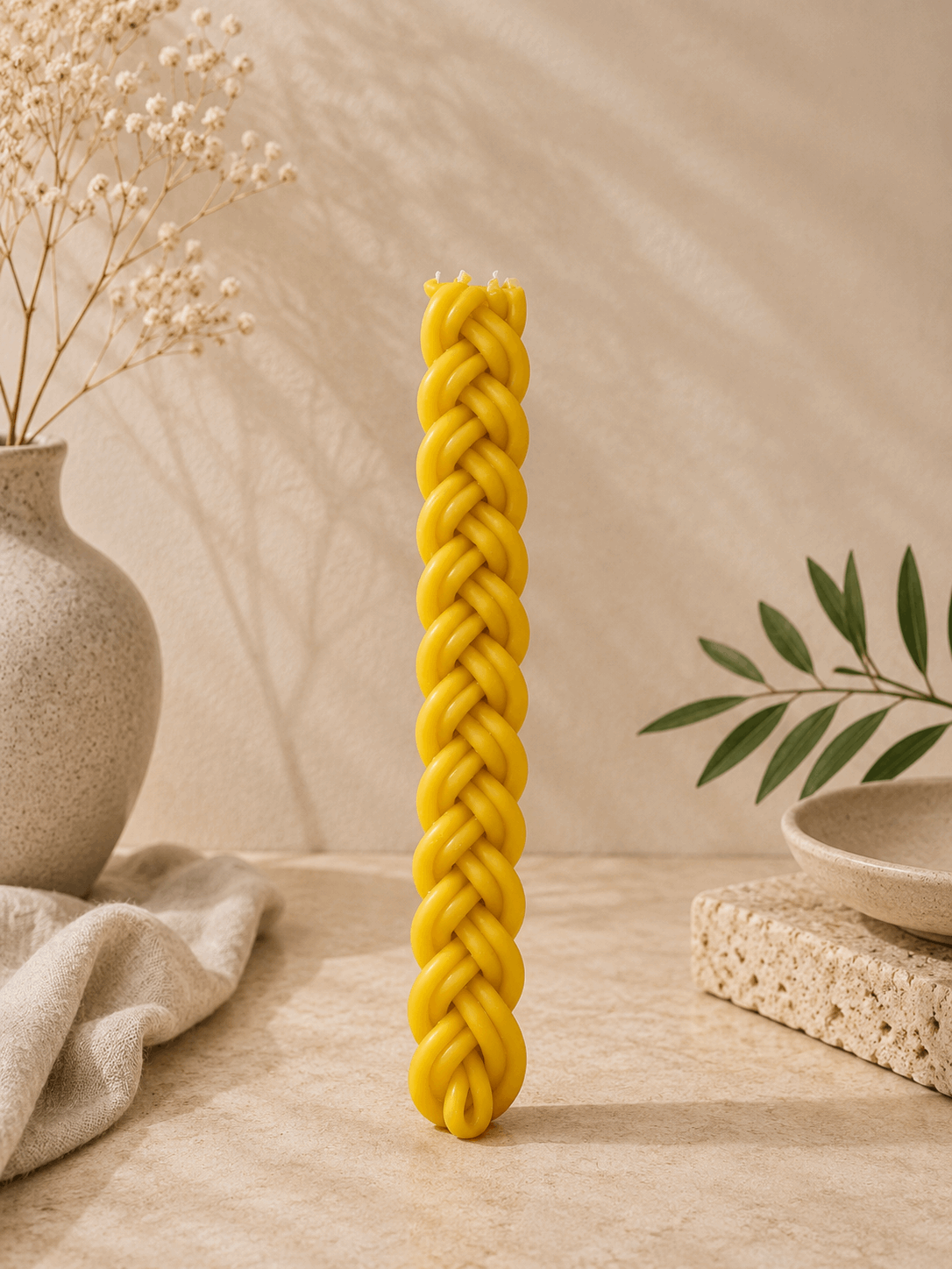 Havdalah Candle - Handcrafted Braided Design