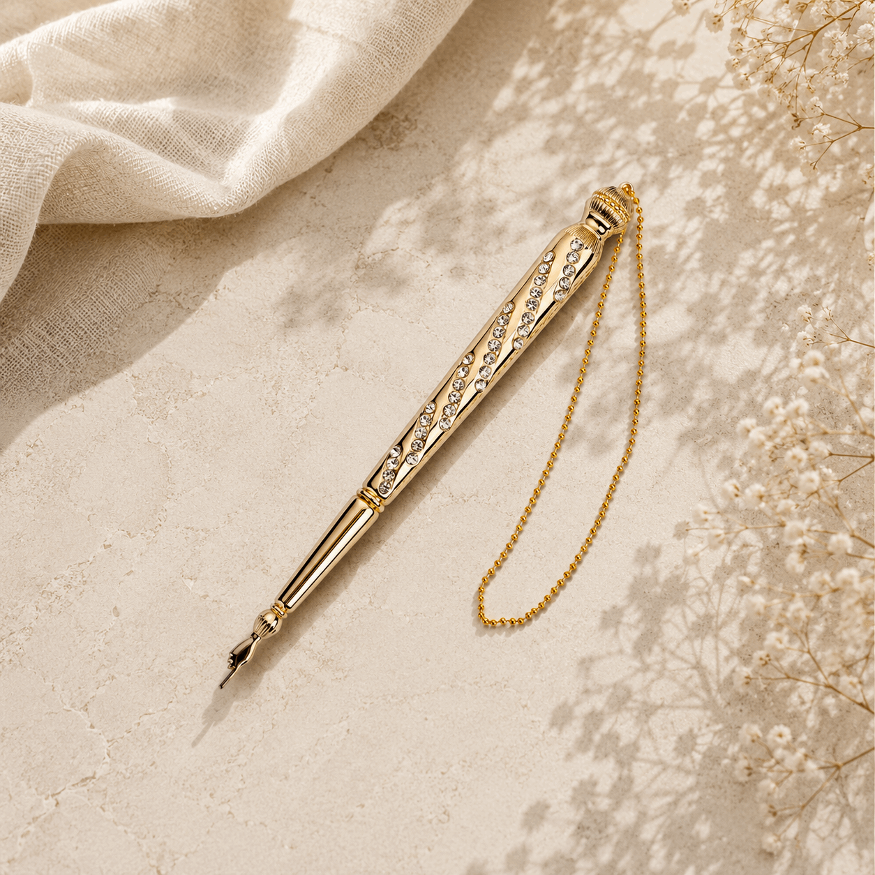 Yad Torah Pointer - Luxury Gold Finish with Crystal Stones