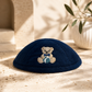 Kippah – Navy Blue Corduroy Kippah with Embroidered Teddy Bear | Kids Yarmulke