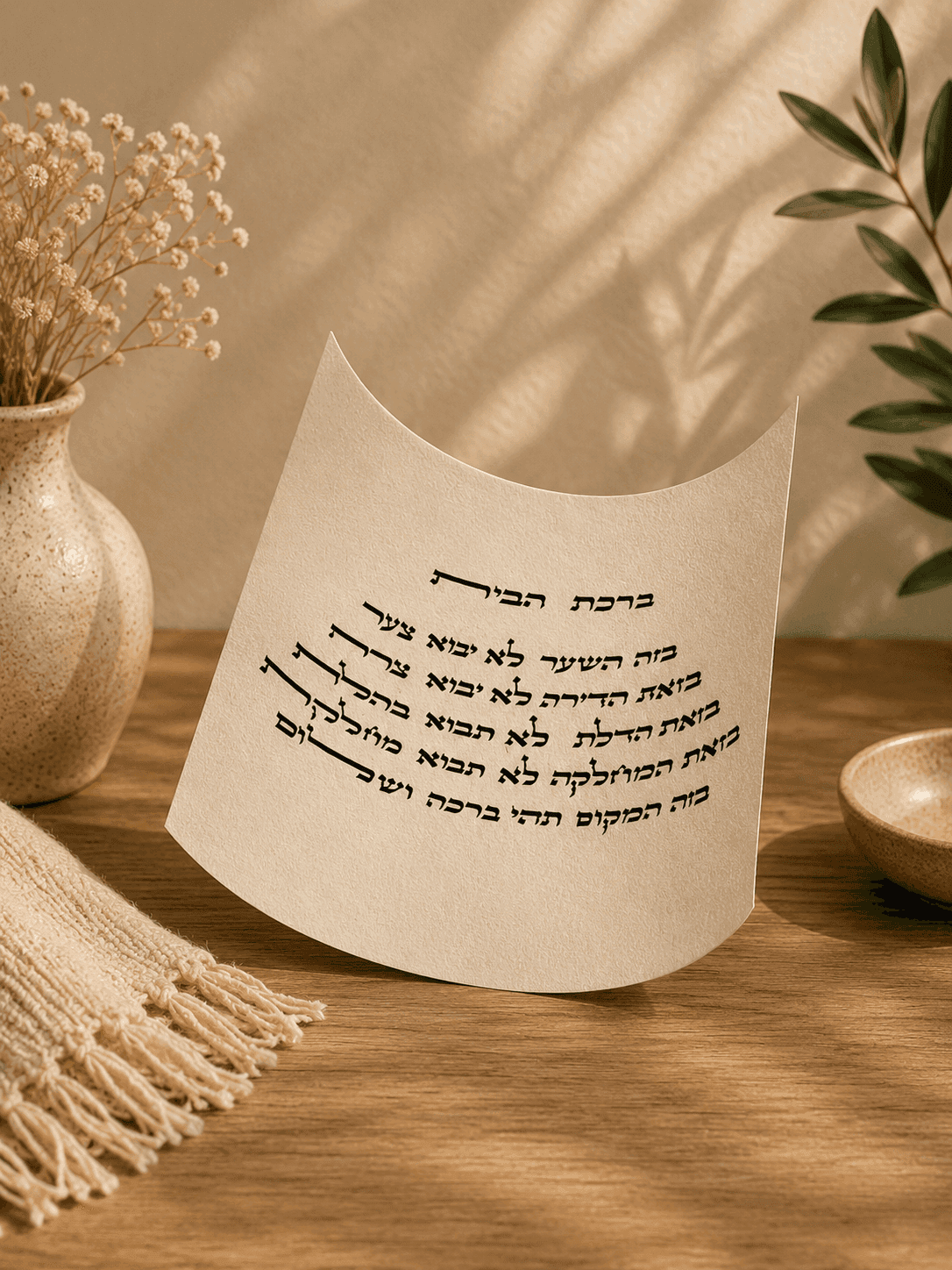 Home Blessing on Parchment - Hebrew Birkat HaBayit