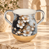 Netilat Yadayim Washing Cup – Aluminum Marble Design with Gold Floral Accents