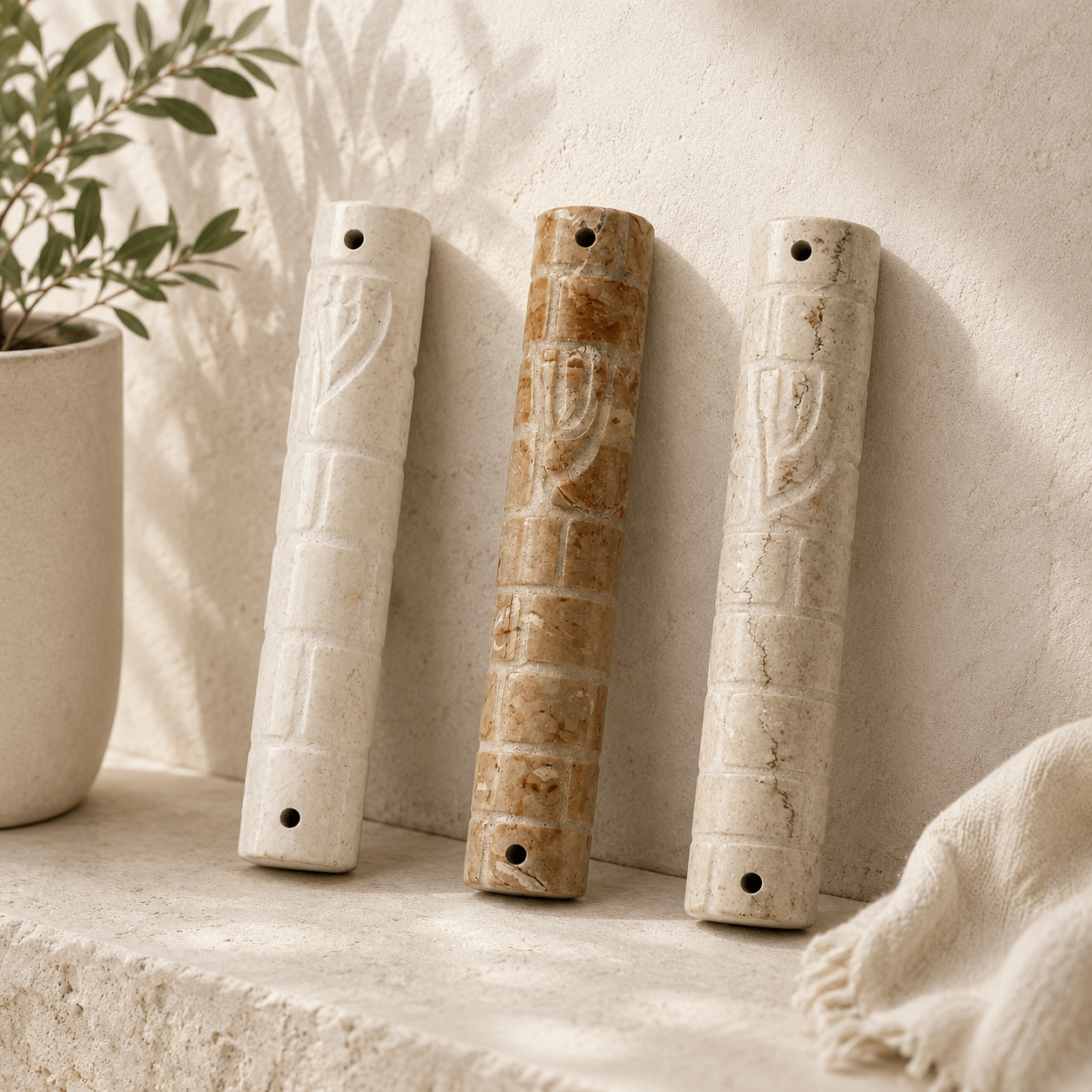 Mezuzah Case – Natural Marble Mezuzah | Fits 4.7" Klaf
