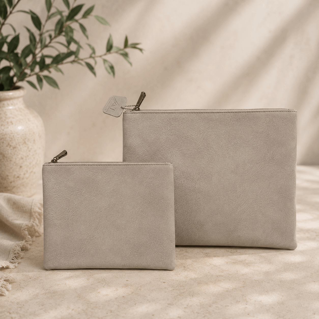 Tallit and Tefillin Bag Set - Light Gray PU