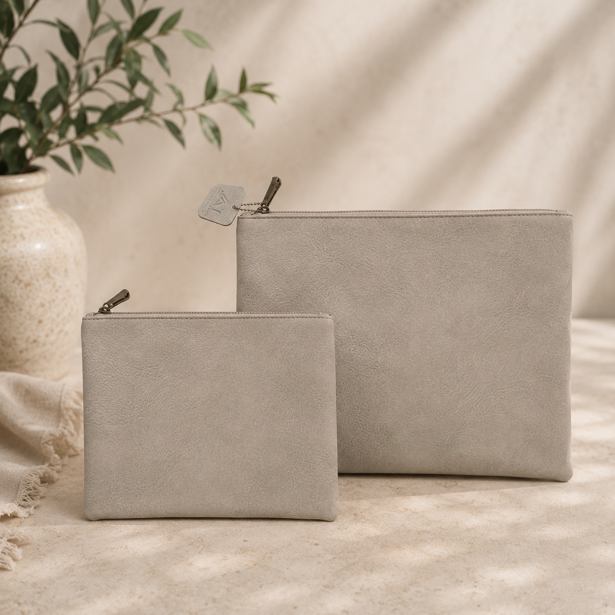 Tallit and Tefillin Bag Set - Light Gray PU