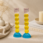 Candlesticks – Modern Glass Shabbat & Yom Tov Candlesticks | Pastel Blue, Yellow & Pink Bubble Design