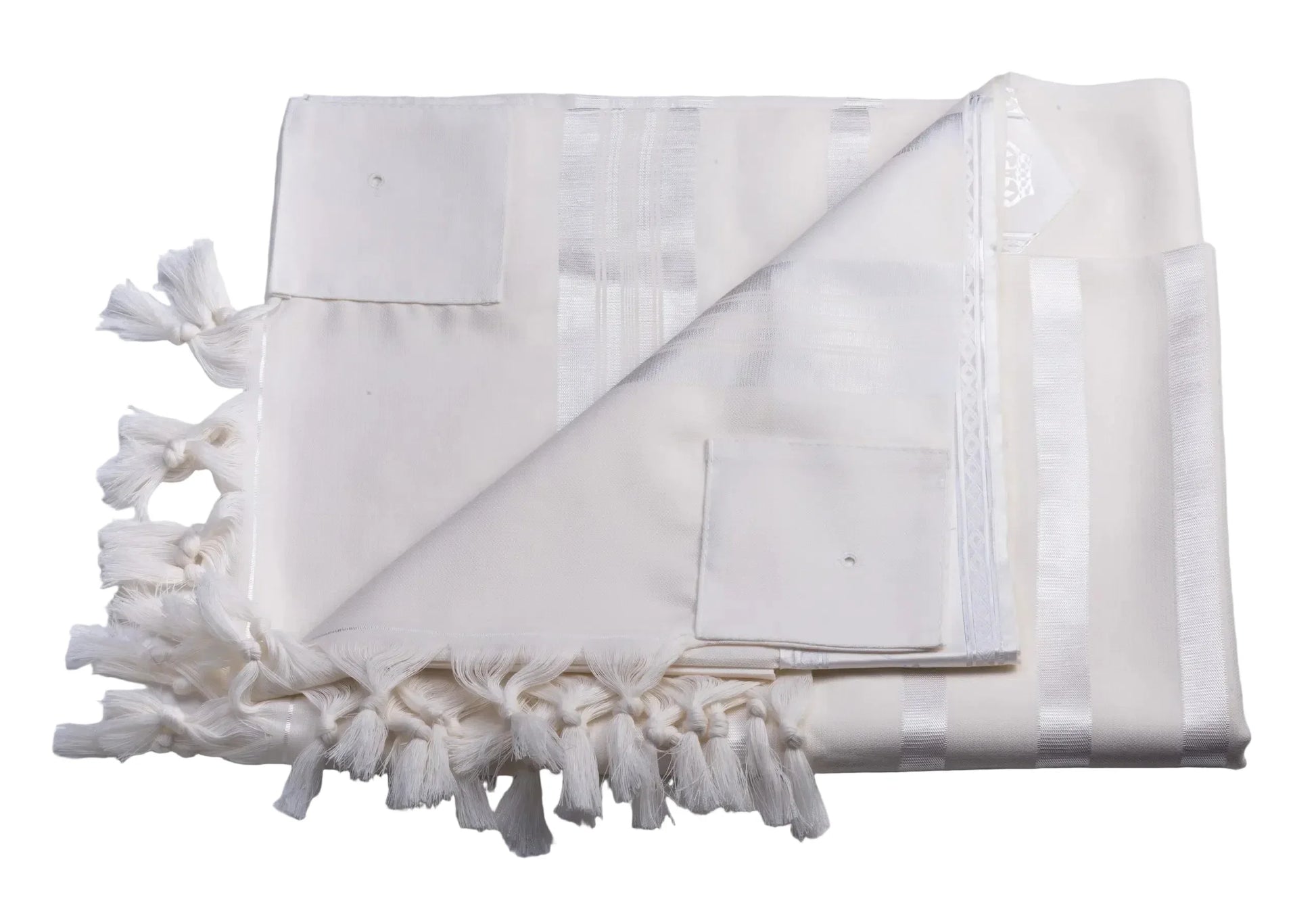 Tallit Pe'er Kal White - 100% Pure Rehelim Wool - Mishkan HaTchelet - Orot Judaica